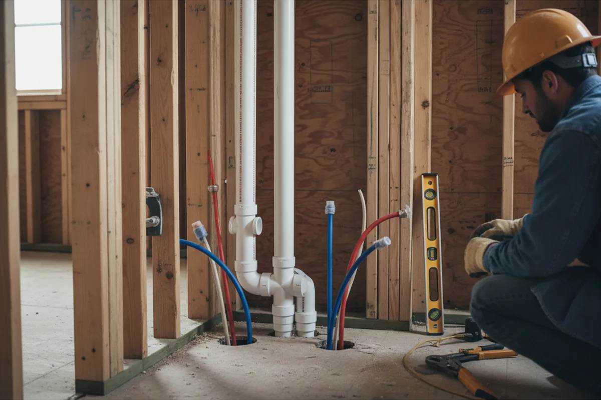 Drain and supply rough-in during Drain Cleaning in Vance